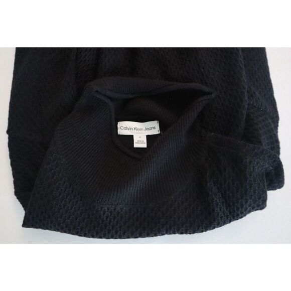 Calvin Klein Jeans CJ1R0661 Women's Sz M Black Honeycomb Funnel-Neck Sweater $60 - Picture 9 of 10